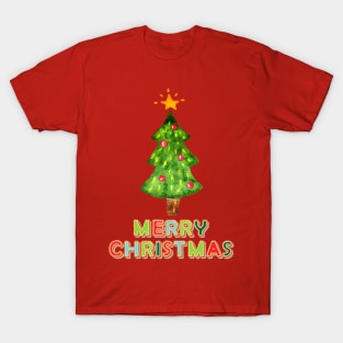 Painted Holiday Tree and Sugar Cookies Merry Christmas T-Shirt